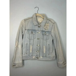 Sky & Sparrow Denim Jean Jacket Size Medium Light Wash Distressed Fall Trendy